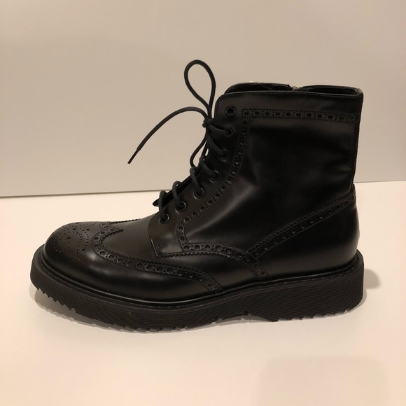 prada lace up leather booties